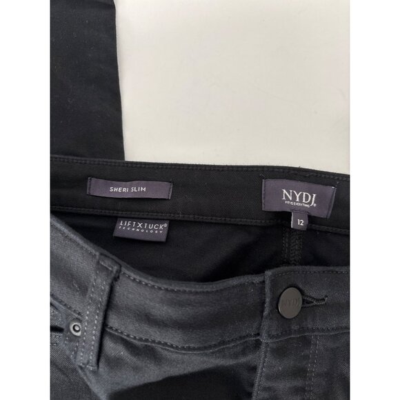 Polished Casual NYDJ Jeans 12 Sheri Slim Black Lift Tuck Ankle Slit NWT 5 Pocket - Picture 4 of 15